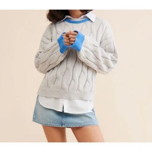 FRENCH MAUVE Tonya Cable Knit Oversized‎ Sweater NWT
